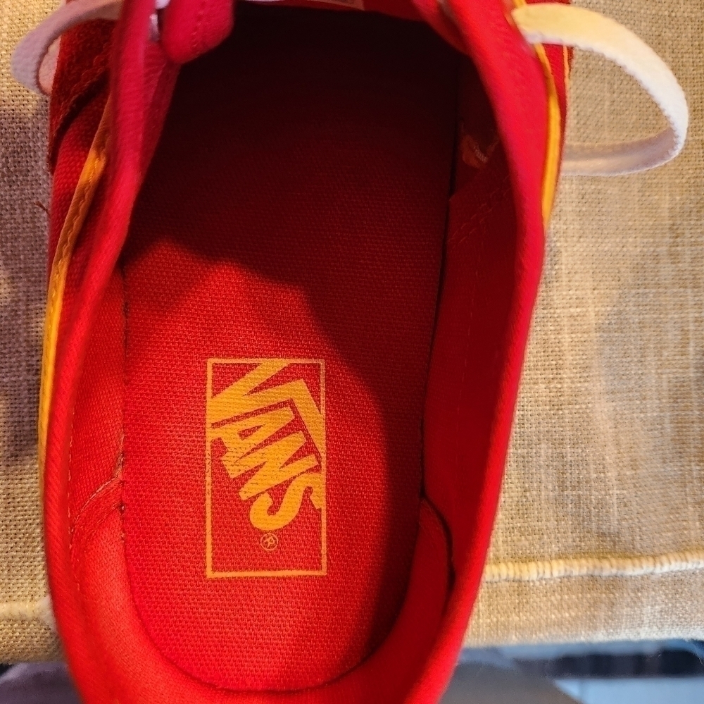 Vans Original Racing Red/Cadmium Yellow Unisex Sneakers M 8/ W 9.5 Chiefs colors - Picture 11 of 12